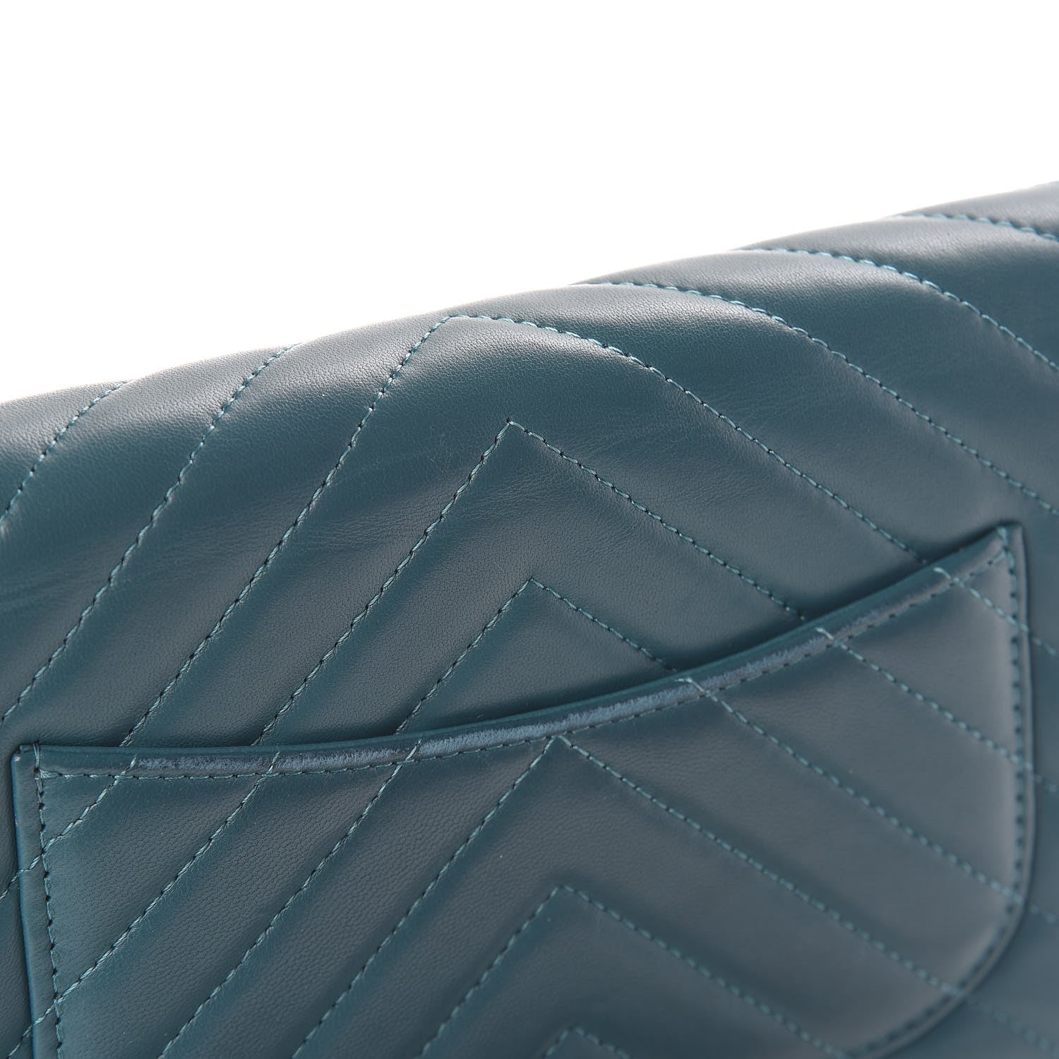 Chanel Lambskin Chevron Quilted Wallet On Chain WOC Blue 13 of 15