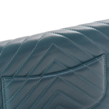 Chanel Lambskin Chevron Quilted Wallet On Chain WOC Blue 13 of 15