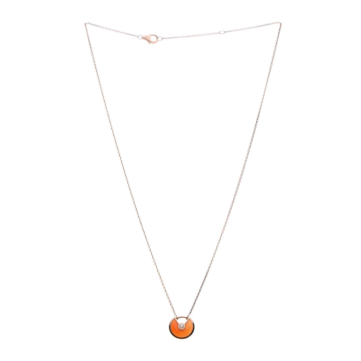 18K Pink Gold Diamond Carnelian XS Amulette de Cartier Pendant Necklace