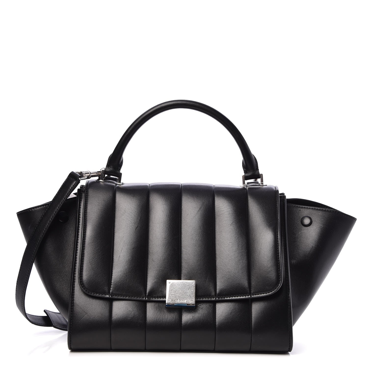 Celine Lambskin Quilted Small Trapeze Black 1 of 11