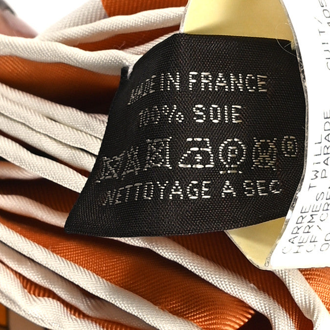 Hermes Silk Parade Scarf 90 Creme Orange Cuit 3 of 5