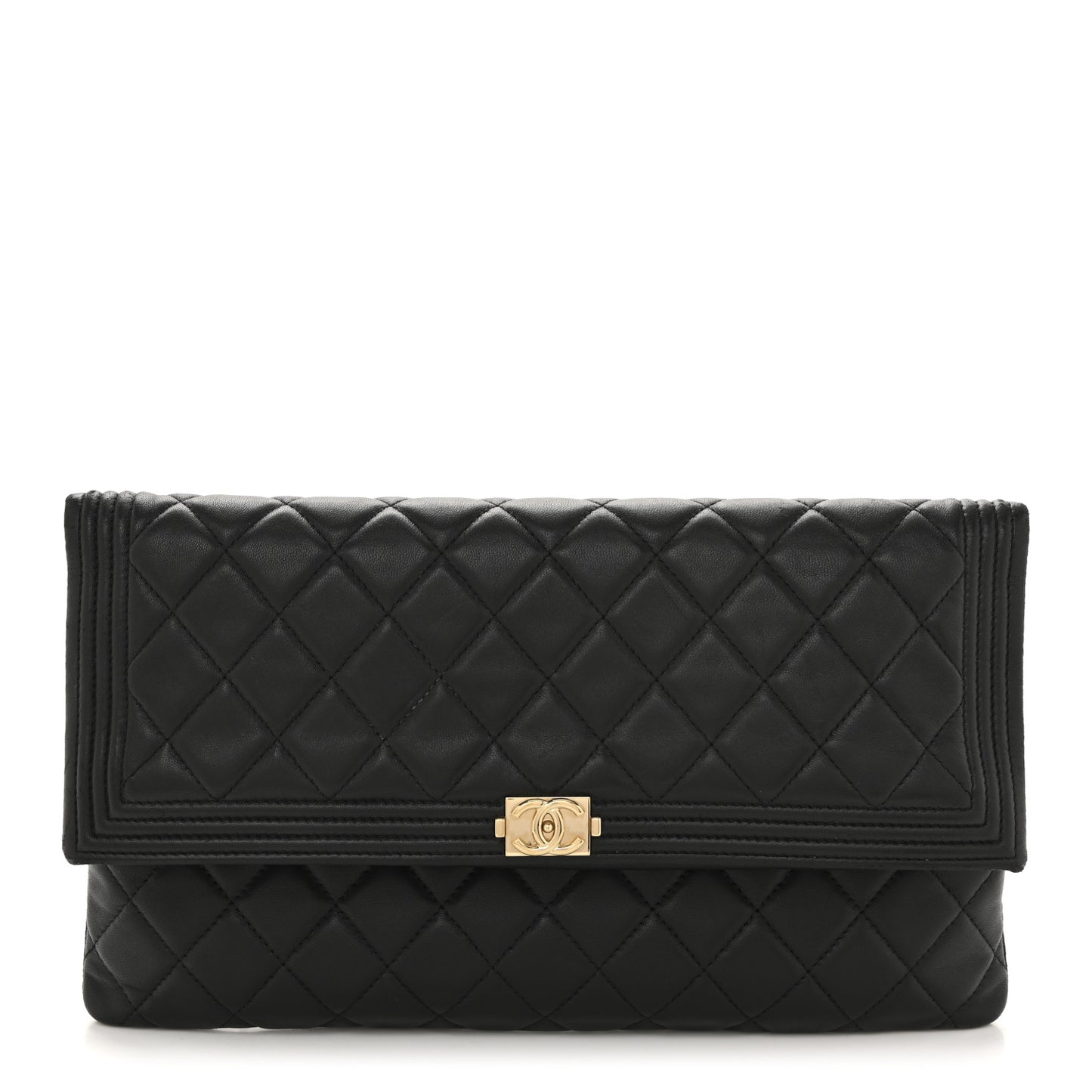 Lambskin Quilted Beauty CC Boy Clutch Black