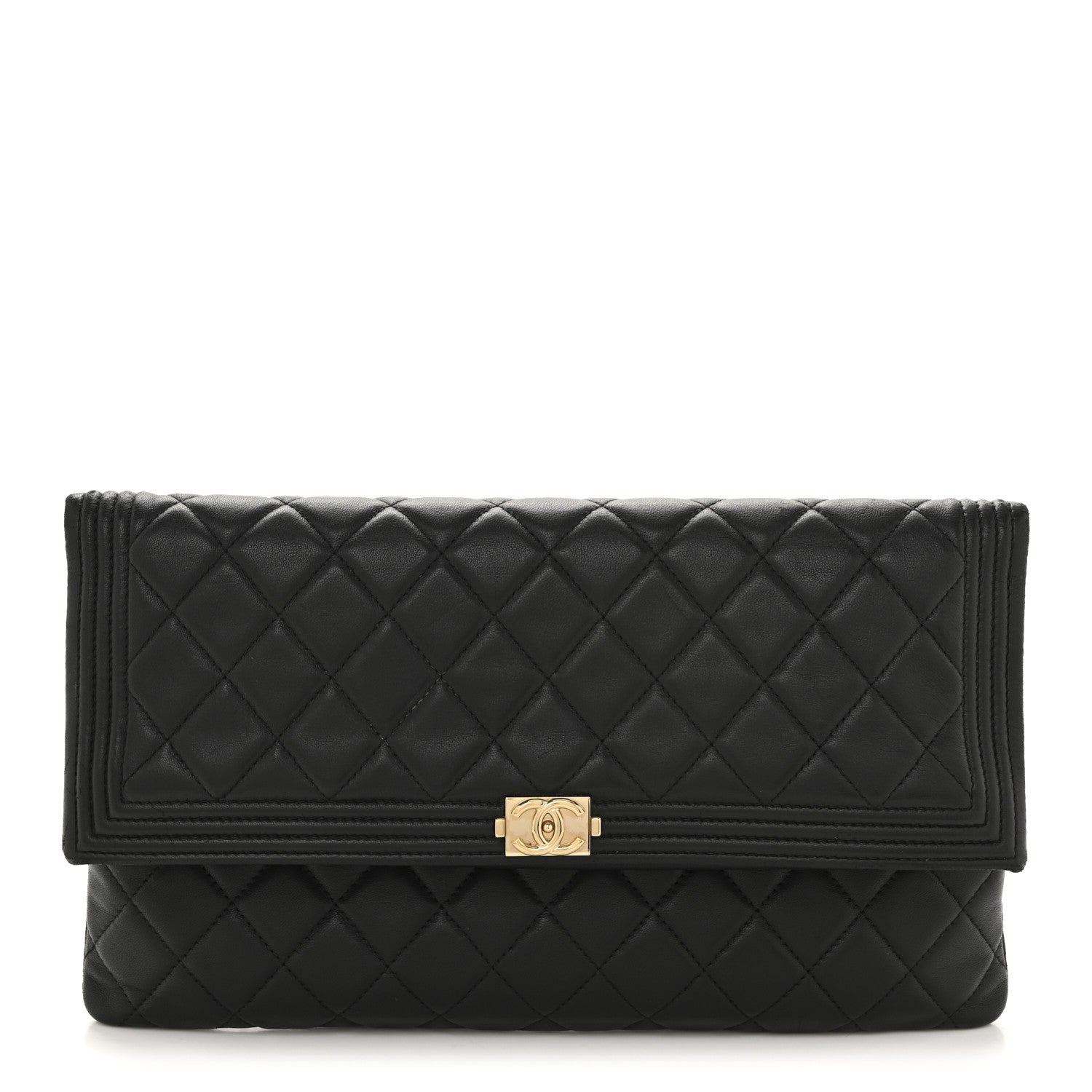 Chanel Lambskin Quilted Beauty CC Boy Clutch Black 1 of 12