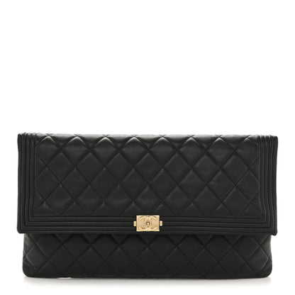 Chanel Lambskin Quilted Beauty CC Boy Clutch Black 1 of 12