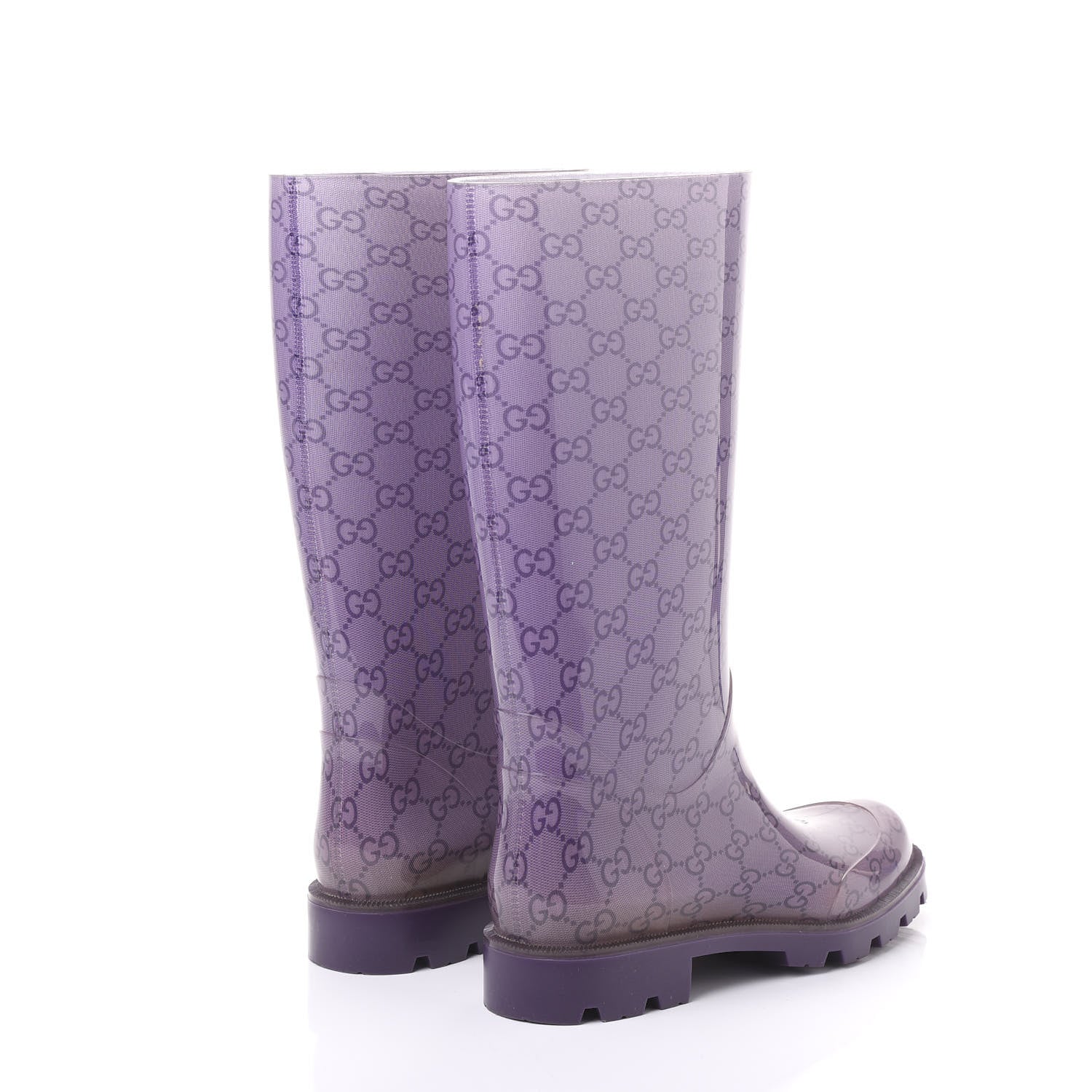 Gucci Rubber Monogram Edinburg Rain Boots 37 Transparent Grape Royal 4 of 7