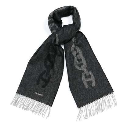 Hermes Cashmere Crazy Chain Muffler Anthracite Flanelle 1 of 4