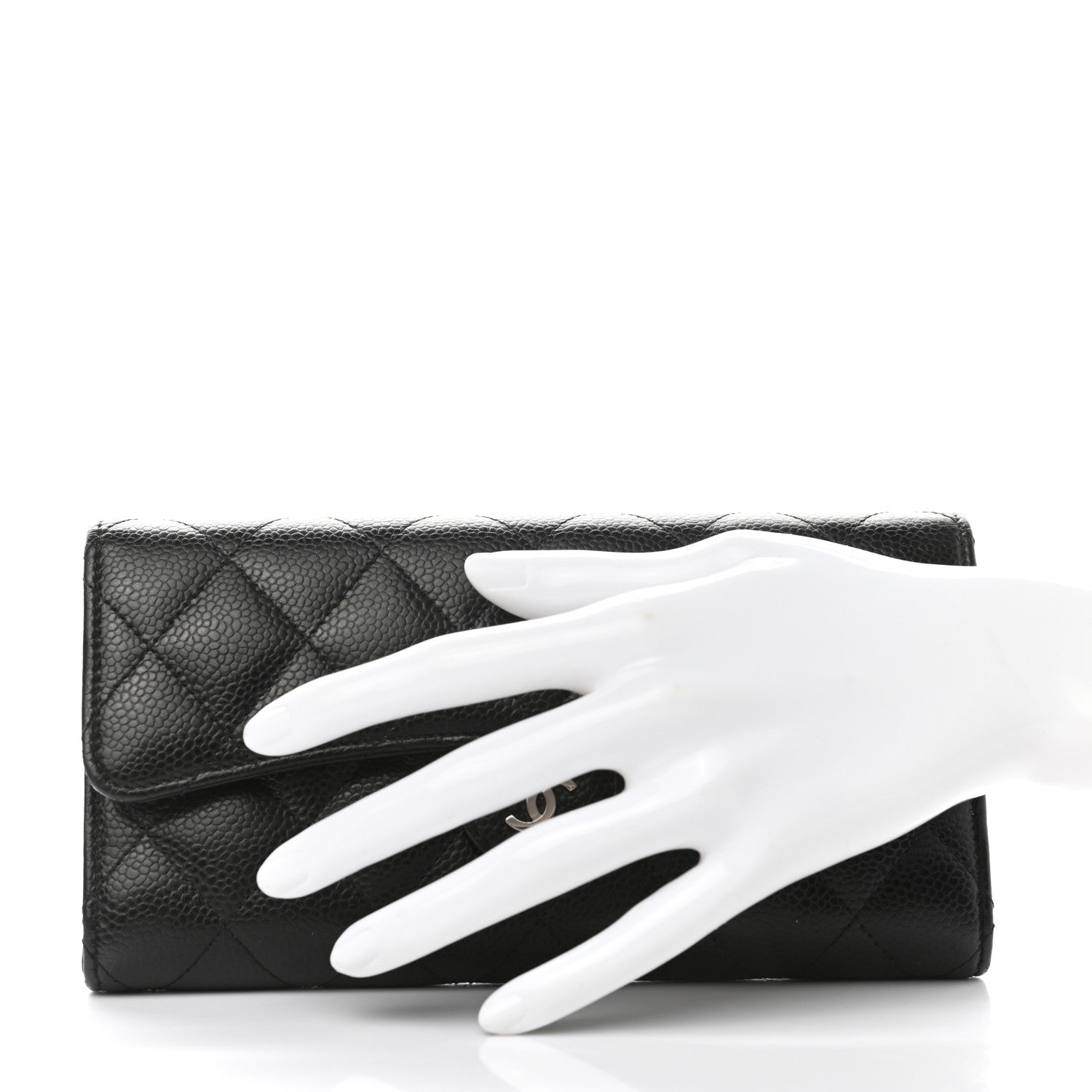 Chanel Caviar Quilted Large Gusset Flap Wallet Black 2 of 9