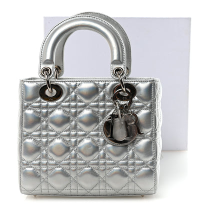 Christian Dior Iridescent Metallic Lambskin Cannage Small My ABCDior Lady Dior Silver 10 of 10
