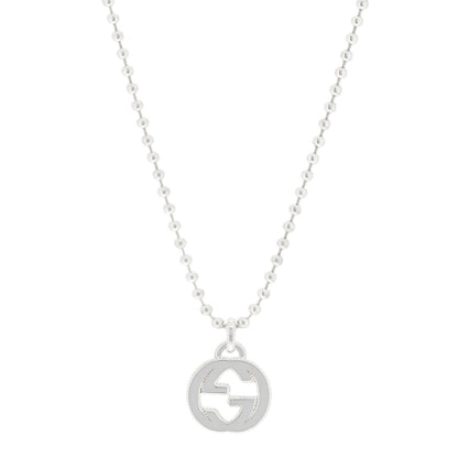 Gucci Sterling Silver Interlocking GG Pendant Beaded Necklace 1 of 3