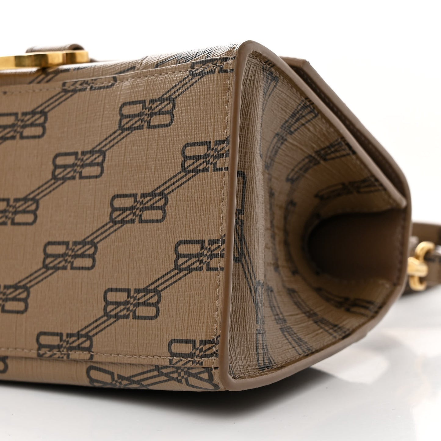 Coated Canvas BB Monogram Small Hourglass Top Handle Bag Beige Brown