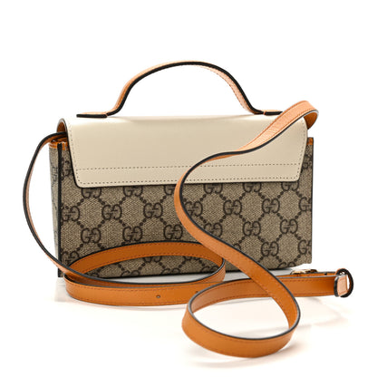 Gucci GG Supreme Monogram New Sakai Calfskin Mini Padlock Top Handle Shoulder Bag Beige Ebony Mystic White Sun Oil 3 of 13