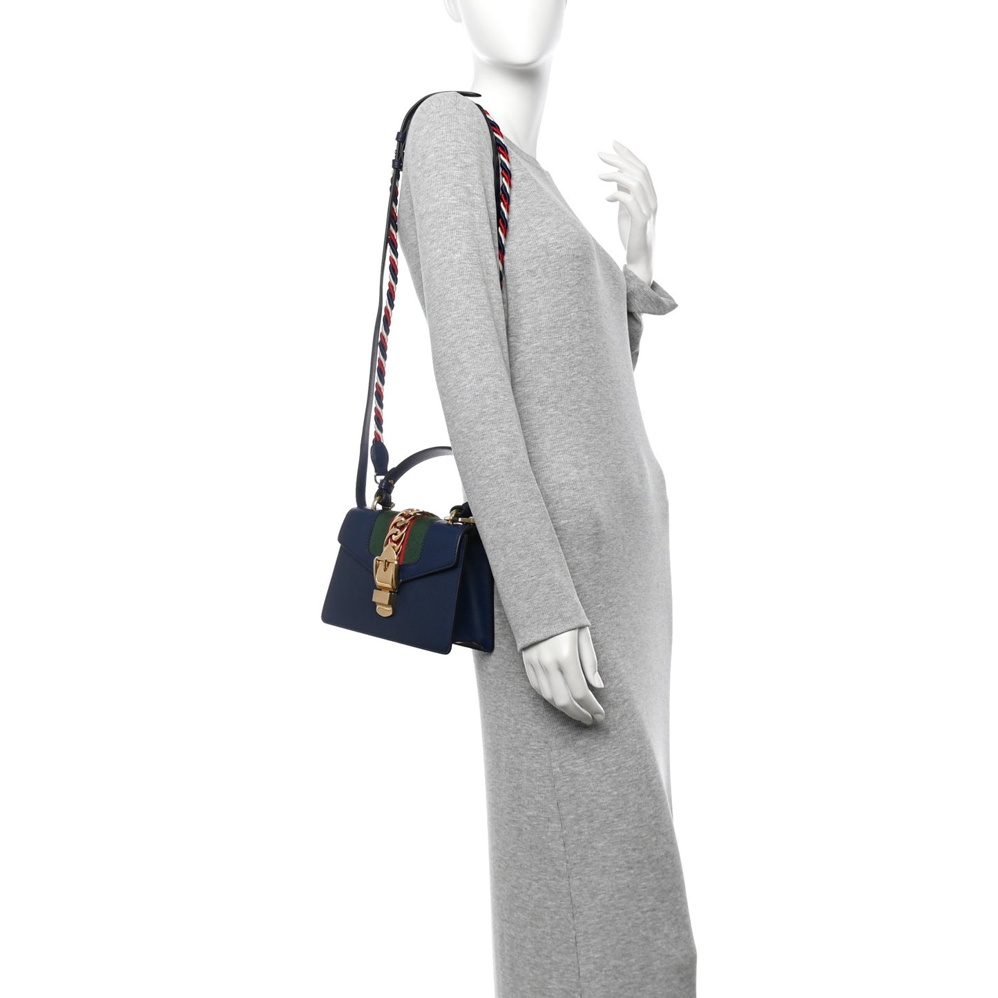 Vitello Fontanella Web Mini Sylvie Top Handle Bag Blue Agata