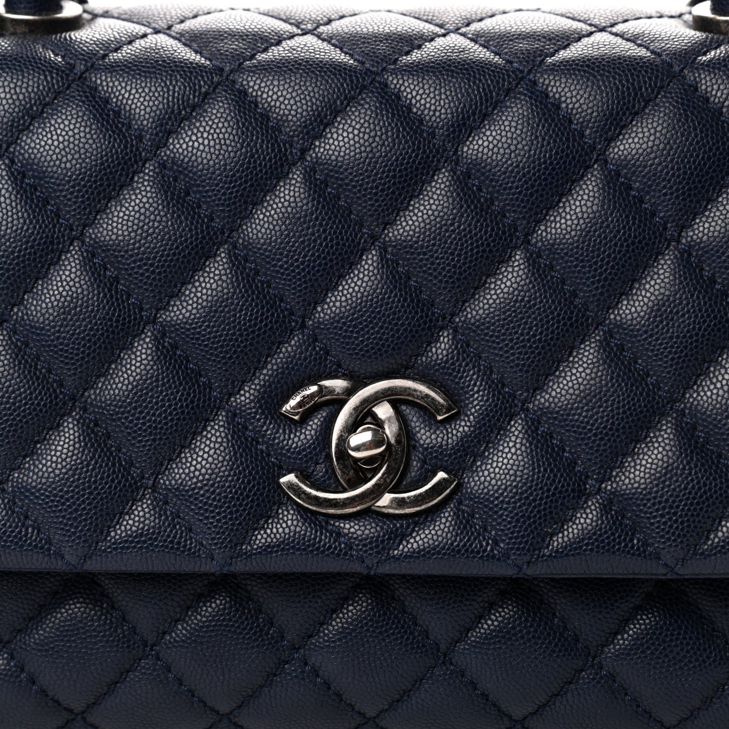 Chanel Caviar Quilted Small Coco Handle Flap Navy 10 of 10