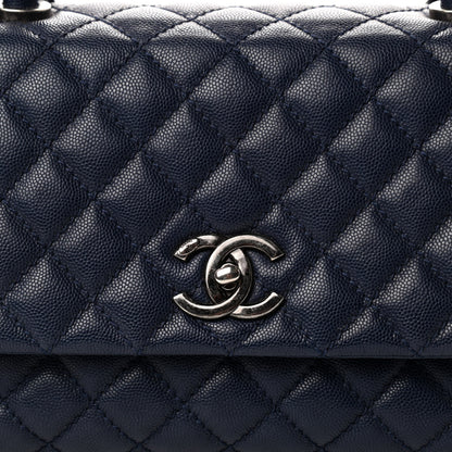 Chanel Caviar Quilted Small Coco Handle Flap Navy 10 of 10