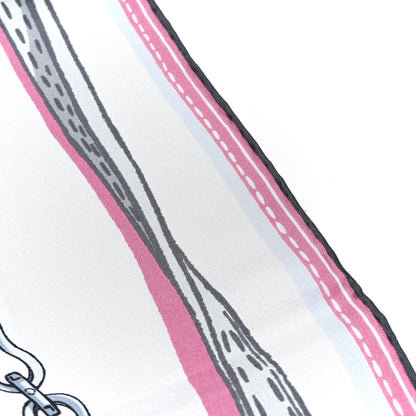 Louis Vuitton Silk Square Handle Me Scarf Grey Pink 5 of 5