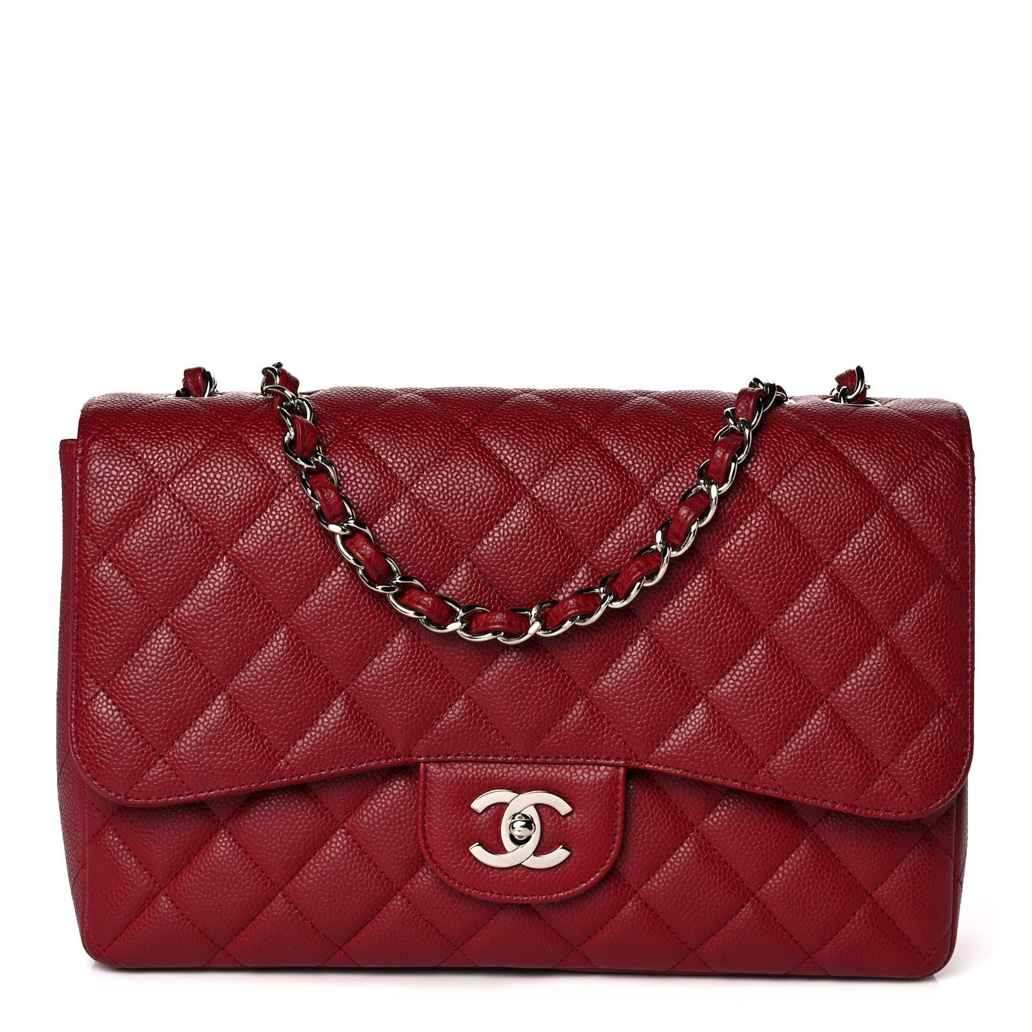 Chanel Caviar Quilted Jumbo Single Flap Dark Red 1 of 14