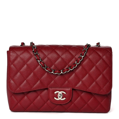 Chanel Caviar Quilted Jumbo Single Flap Dark Red 1 of 14