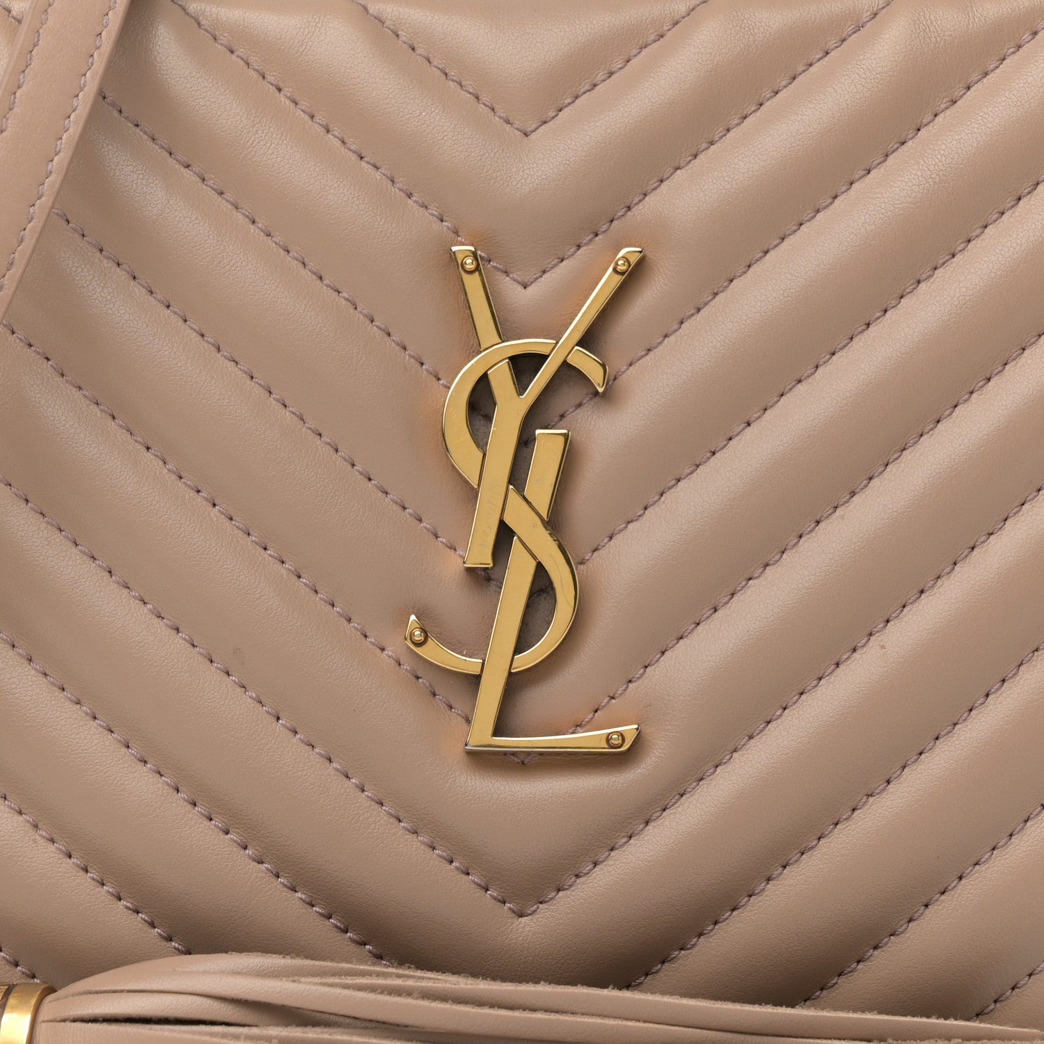 Saint Laurent Calfskin Matelasse Monogram Lou Camera Bag Dark Latte 8 of 16