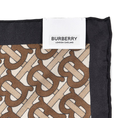 Burberry Silk Icon Stripe Monogrammed TB Print Square Scarf Bridle Brown 4 of 4