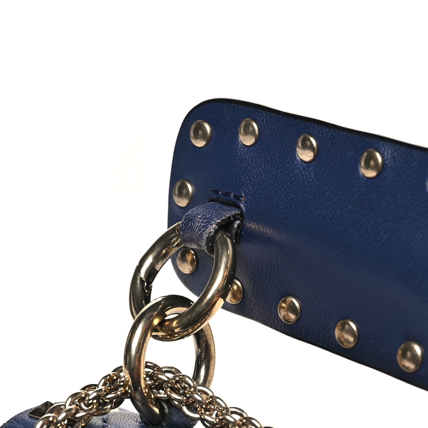 Valentino Garavani Nappa VLTN Print Medium Rockstud Spike Shoulder Bag Pure Blue White 10 of 11