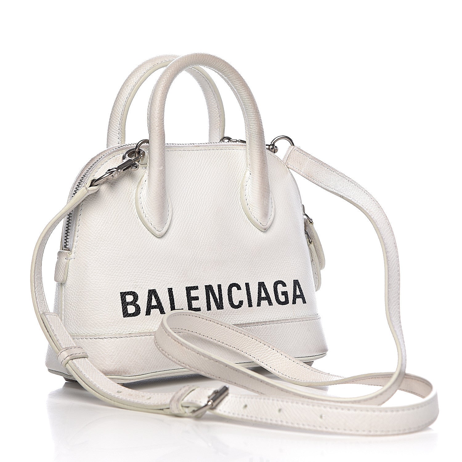 Balenciaga Grained Calfskin XXS Ville Top Handle Bag White Black 3 of 20