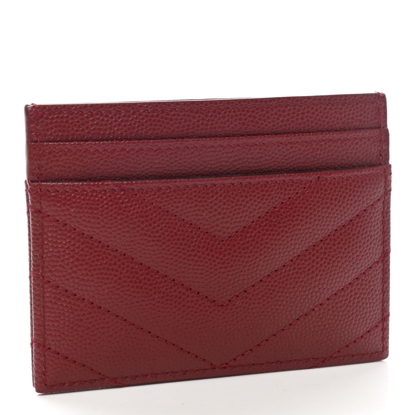 Grain De Poudre Matelasse Chevron Monogram Credit Card Case Palissandre