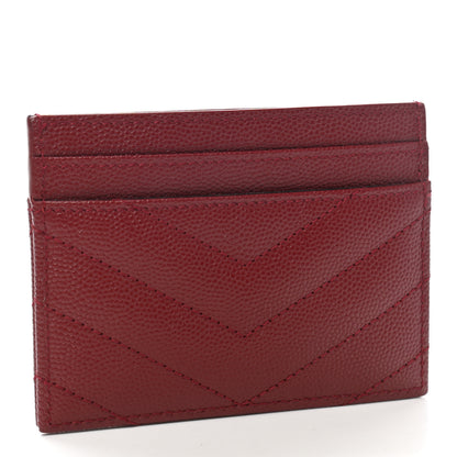Saint Laurent Grain De Poudre Matelasse Chevron Monogram Credit Card Case Palissandre 3 of 8