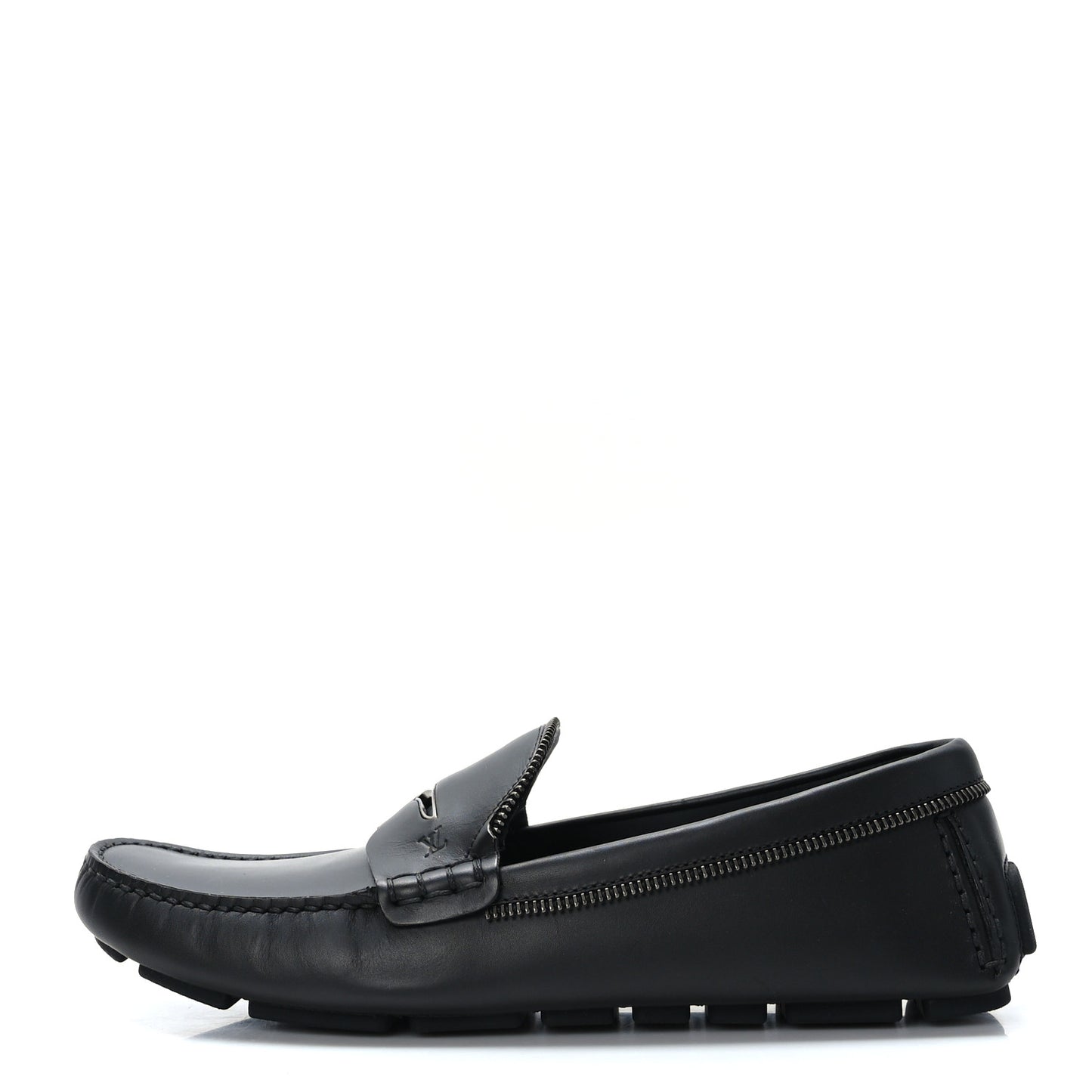 Calfskin Mens Shade Car Loafers 8 Black