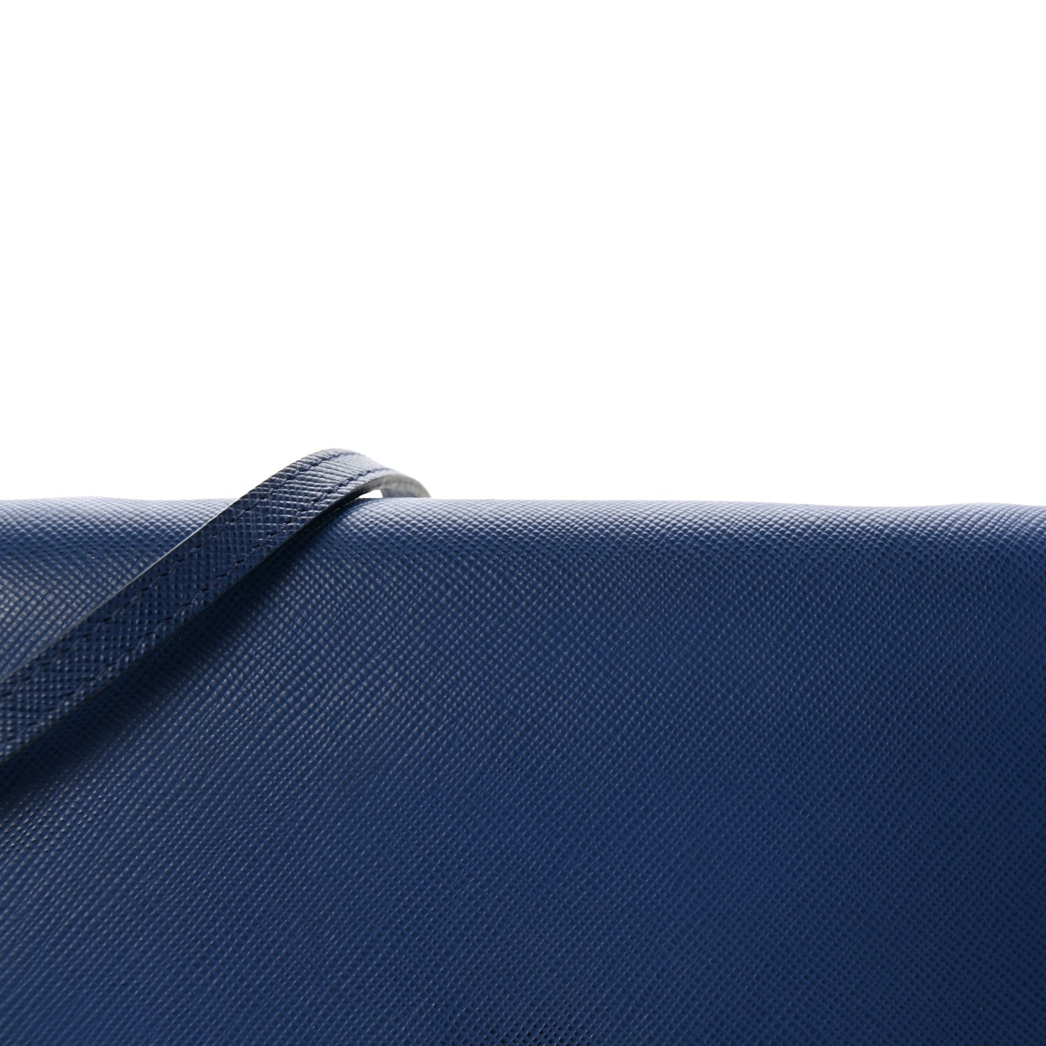 Prada Saffiano Metal Bar Flap Wallet with Strap Bleuette 7 of 9