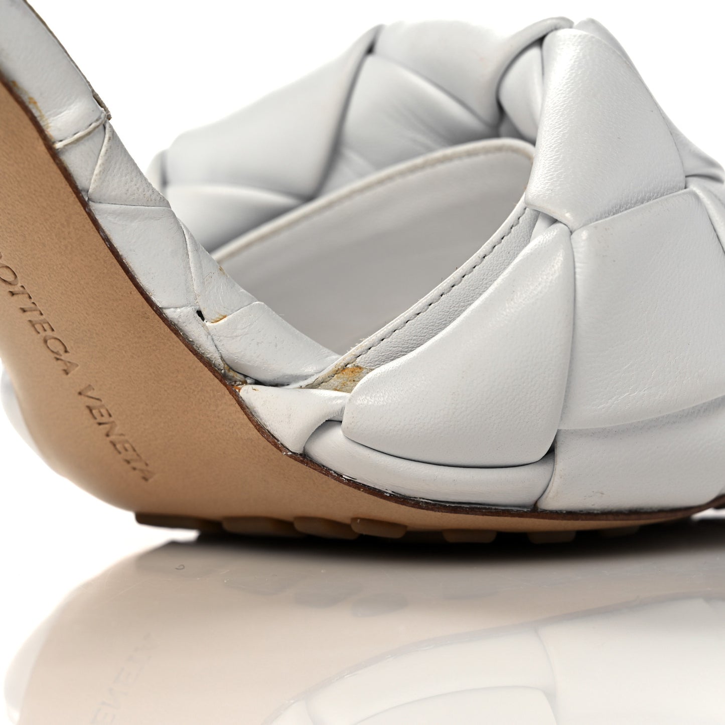 Nappa Maxi Intrecciato Lido Mule Sandals 37 Optic White