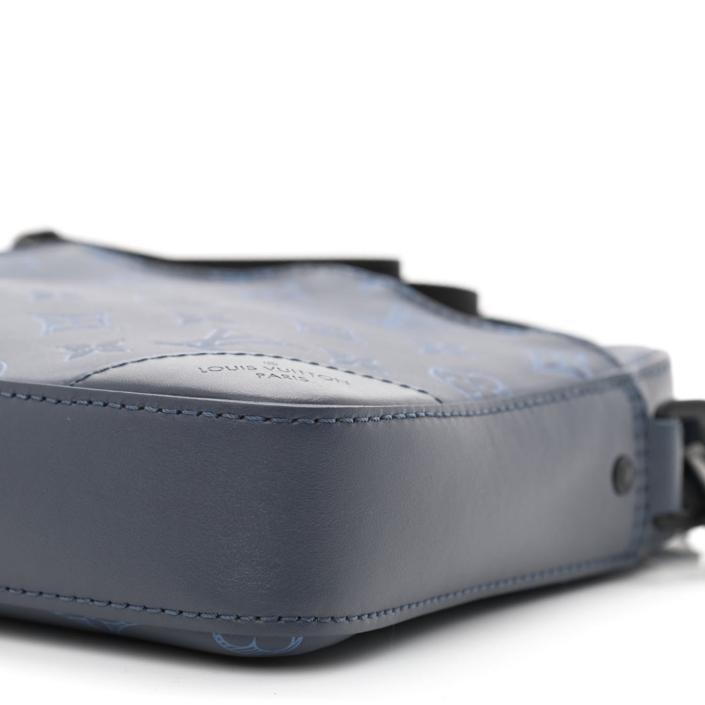 Calfskin Monogram Shadow Duo Messenger Navy Blue