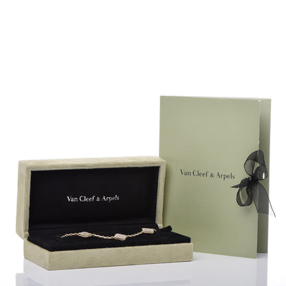 Van Cleef & Arpels 18K Yellow Gold Mother of Pearl 5 Motifs Vintage Alhambra Bracelet 6 of 6