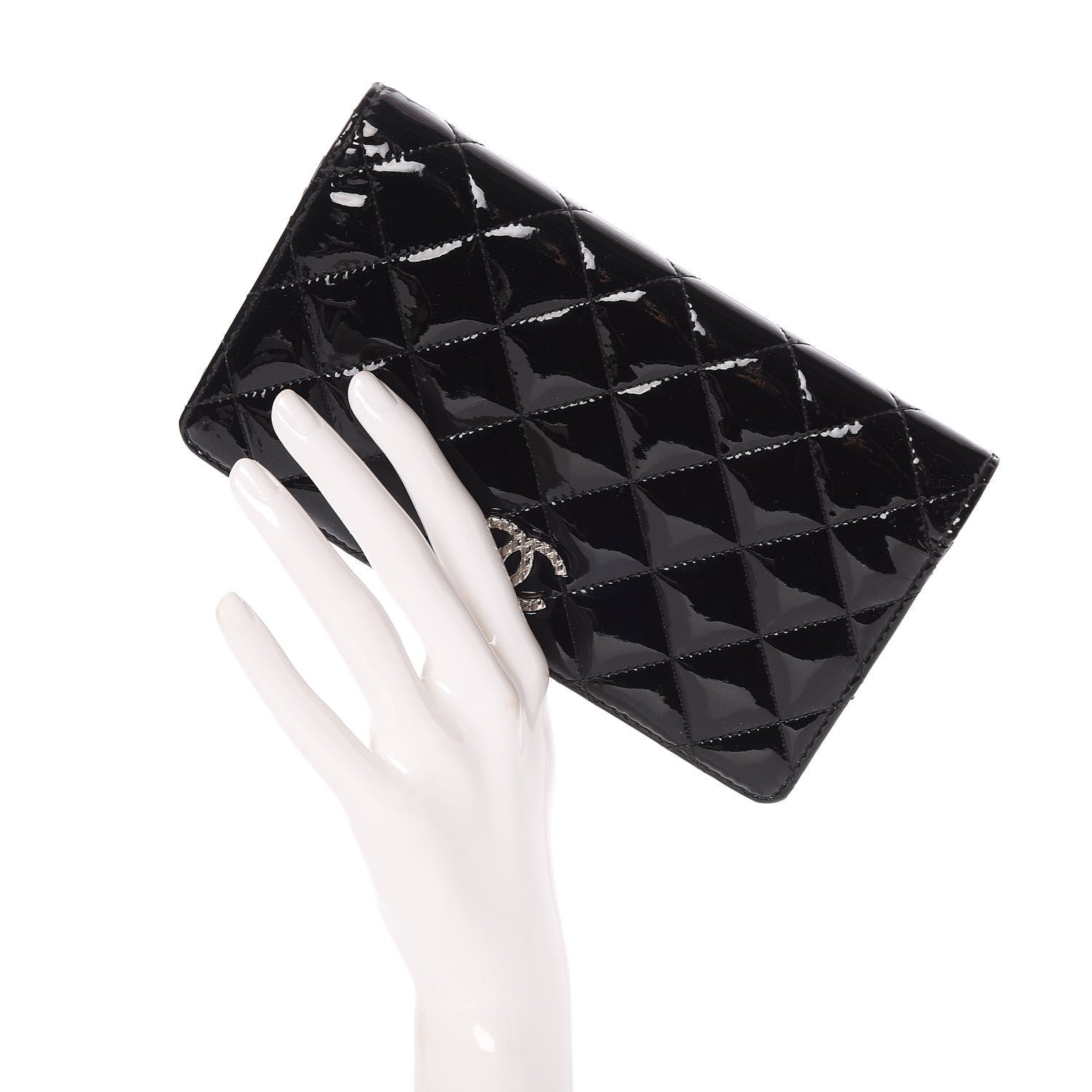 Chanel Patent Quilted Brilliant Yen Wallet Black 2 of 8