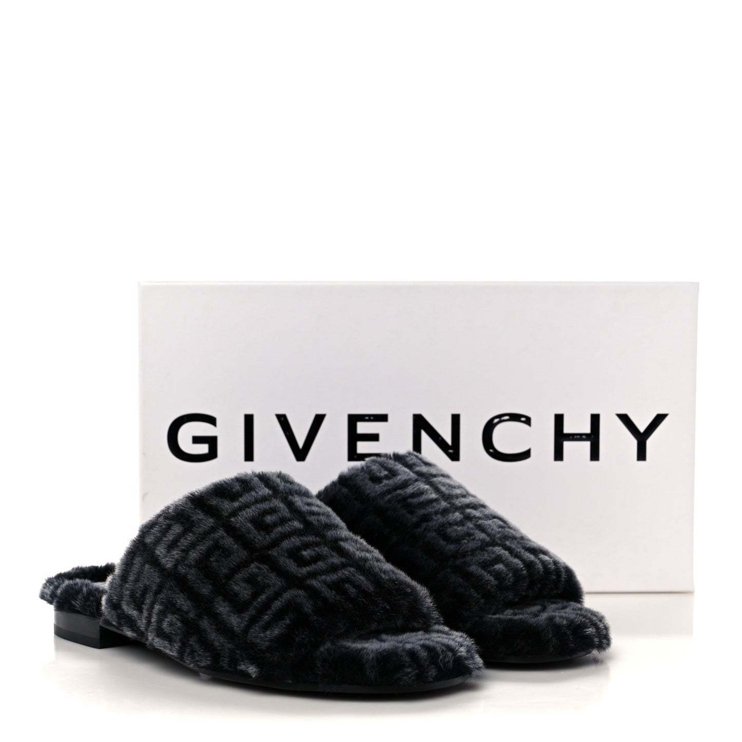 Shearling 4G Logo Mule Slide Sandals 38.5 Black