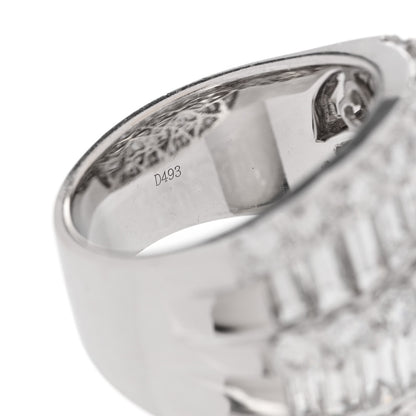 Parker & West by FASHIONPHILE 18K White Gold Diamond 4.12ctw Round Baguette Cut Five Row Band Ring 53 6.5 6 of 7