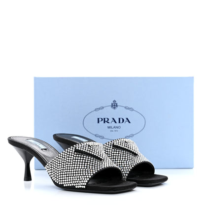 Prada Satin Crystal Logo 65mm Slide Sandals 38.5 Cristal 10 of 10