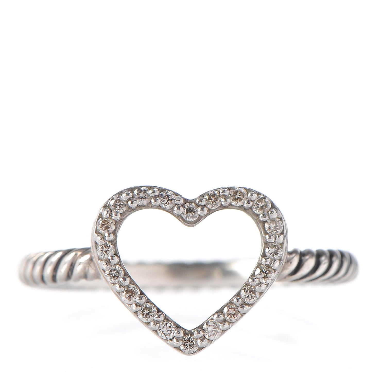 Sterling Silver Diamond 10mm Open Heart Ring 53.1 6.5