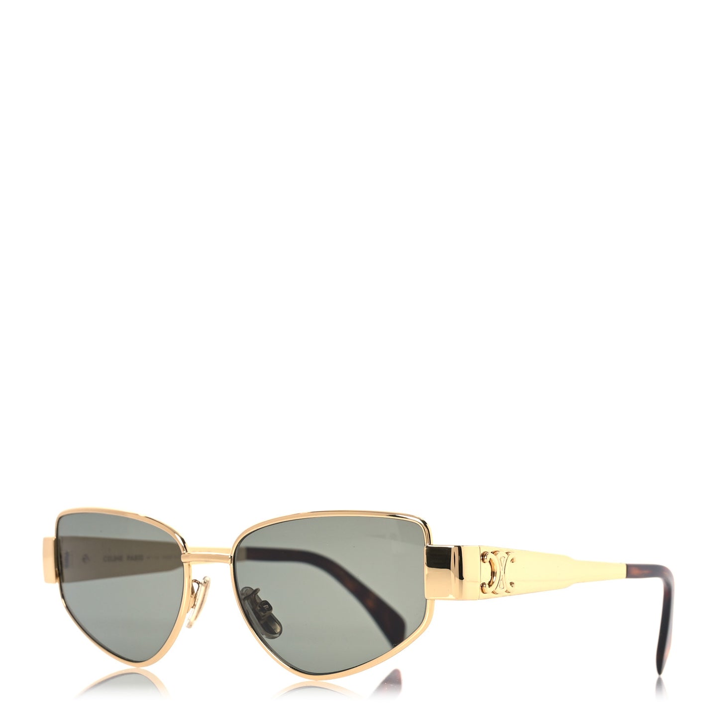 Metal Triomphe Cat Eye Sunglasses CL40293U Gold Green
