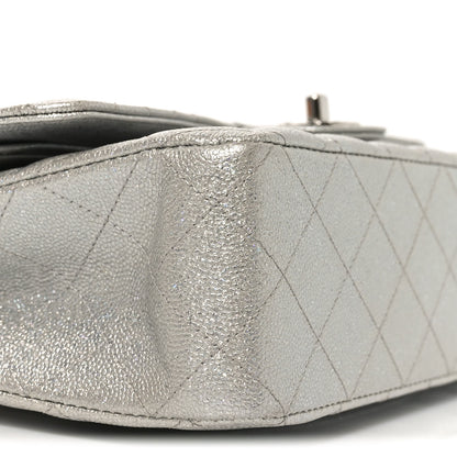 Chanel Glittered Metallic Caviar Quilted Medium Double Flap Silver 8 of 9