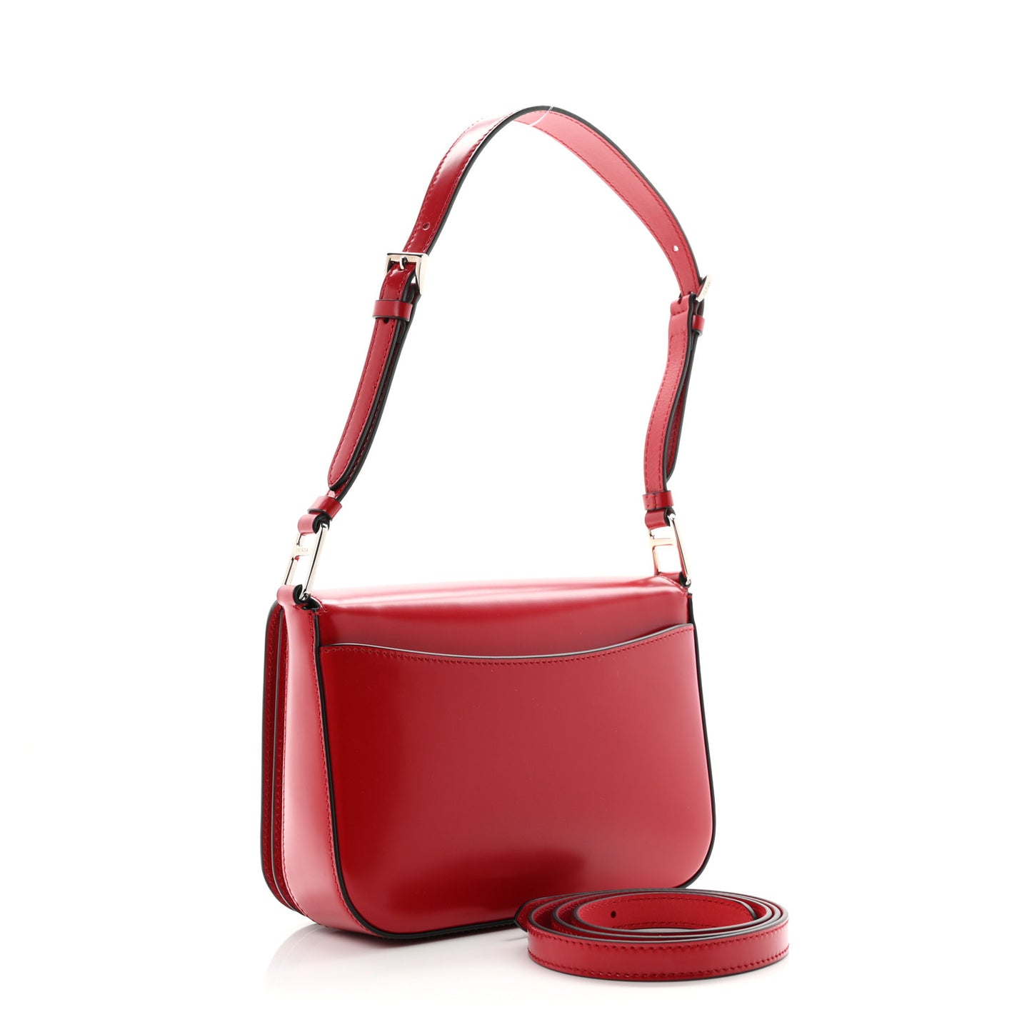 Spazzolato Flap Shoulder Bag Scarlatto