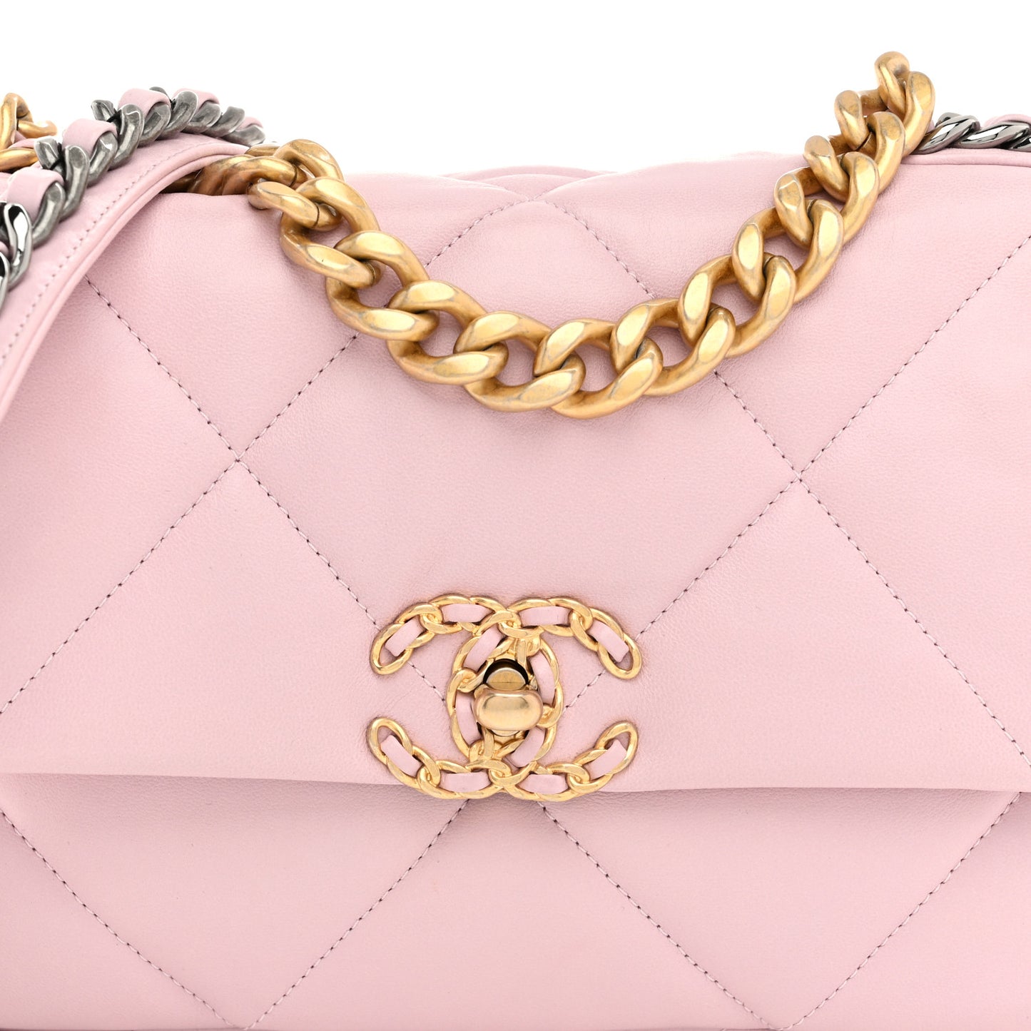 Lambskin Quilted Medium Chanel 19 Flap Light Pink