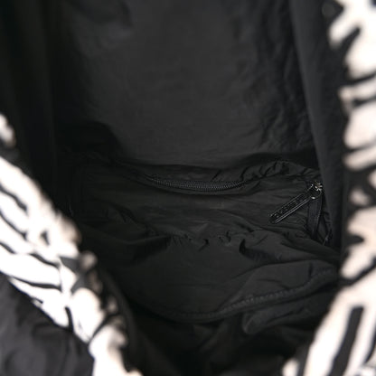 Chanel Nylon Printed Quilted Coco Neige Convertible Backpack Black White 5 of 12