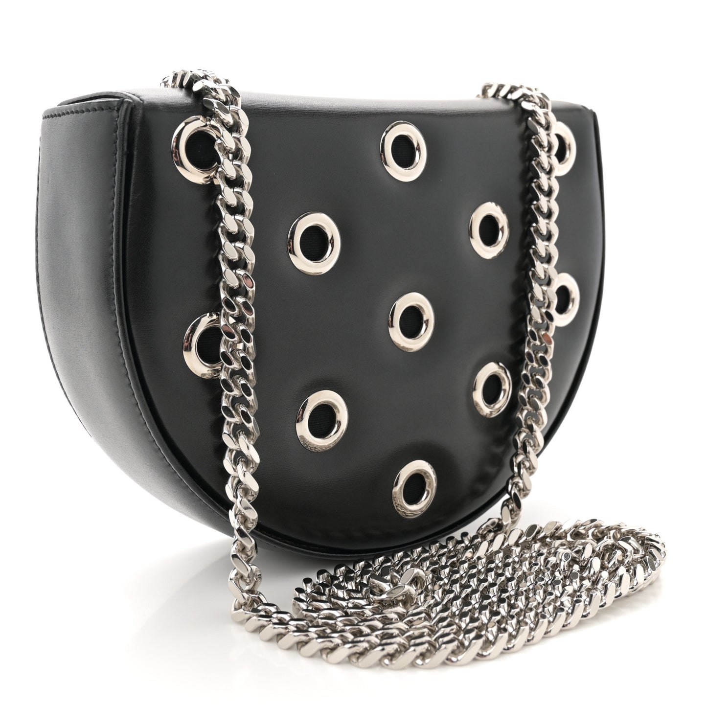Box Calfskin Grommet Crossbody Bag Black
