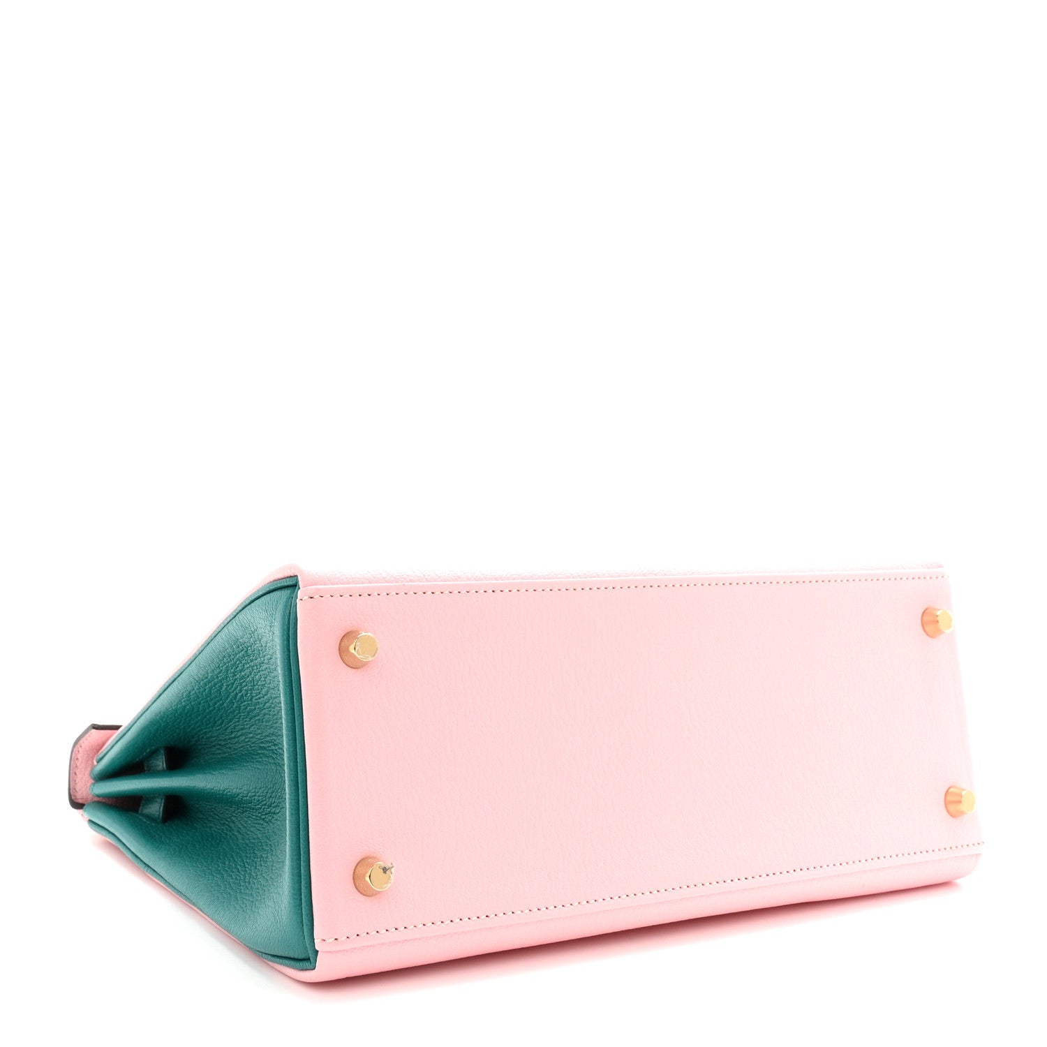 Hermes Chevre Mysore Horseshoe Kelly Retourne 28 Bleu Paon Rose Sakura 4 of 11