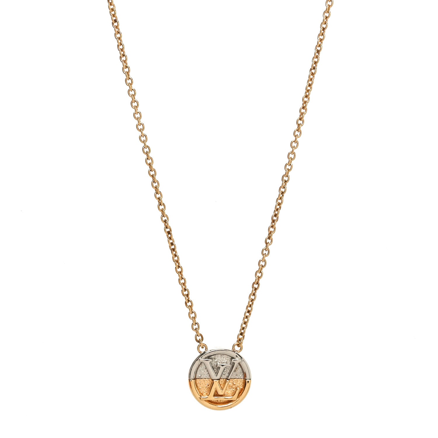 Louis Vuitton Metal L to V Necklace Gold Silver 1 of 6