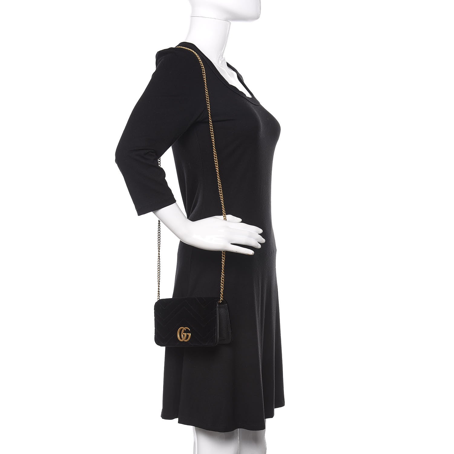 Gucci Velvet Matelasse GG Marmont Mini Bag Black 2 of 10