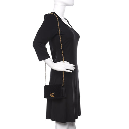 Gucci Velvet Matelasse GG Marmont Mini Bag Black 2 of 10