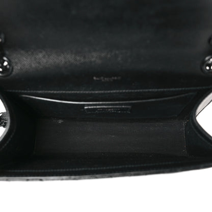 Saint Laurent Grain De Poudre Textured Mixed Matelasse Triquilt Medium Monogram Monochrome Satchel Black 5 of 9