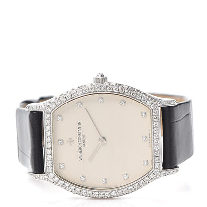 Vacheron Constantin 18K White Gold Alligator Diamond 32mm Tonneau Manual Winding Watch Beige 31150 2 of 5
