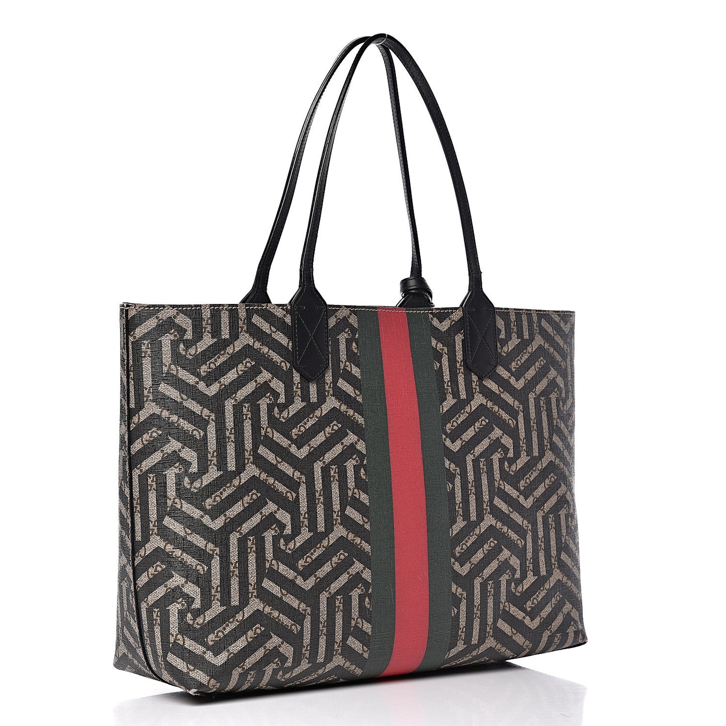 GG Supreme Monogram Caleido Web Medium Tote Beige Ebony